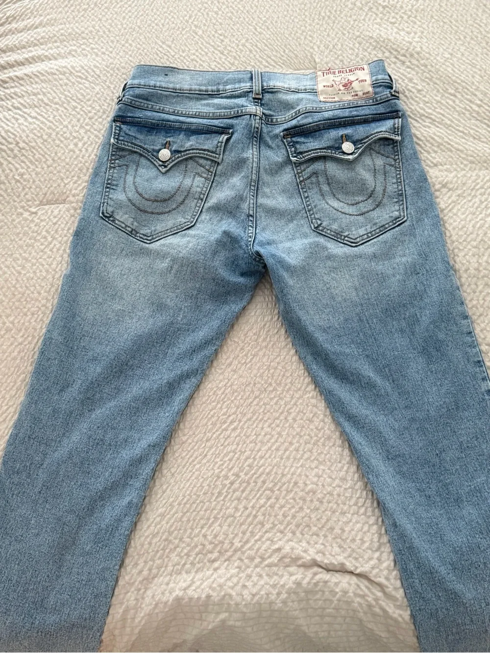 True Religion Straight Leg Jeans in Light Blue Wash